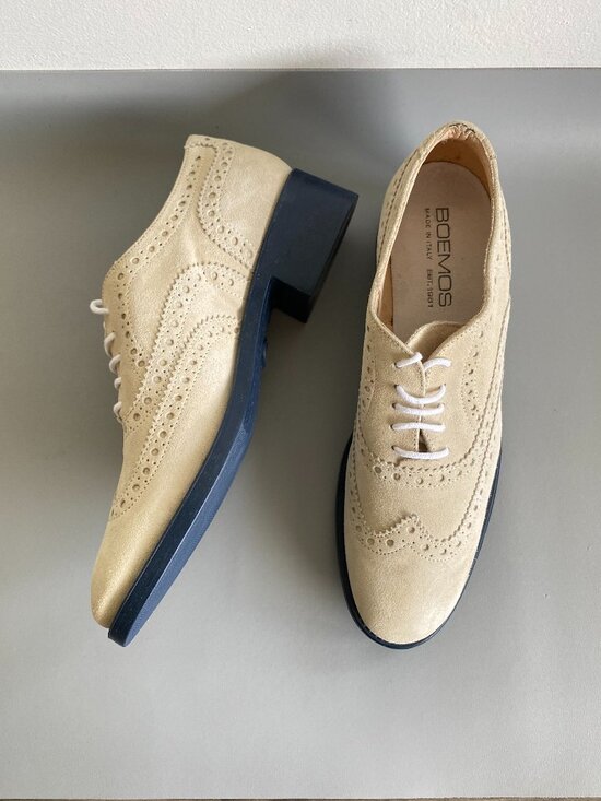 Boemos Shoes - BOEMOS Cream Suede Wingtip Oxfords - Women's Flats & Loafers